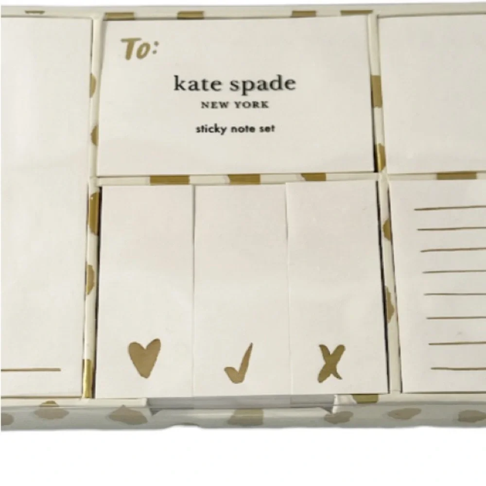 NEW ♠️Kate Spade New York ♠️ GOLD FLAMINGO DOT Sticky Note Set 🌟🌟🌟